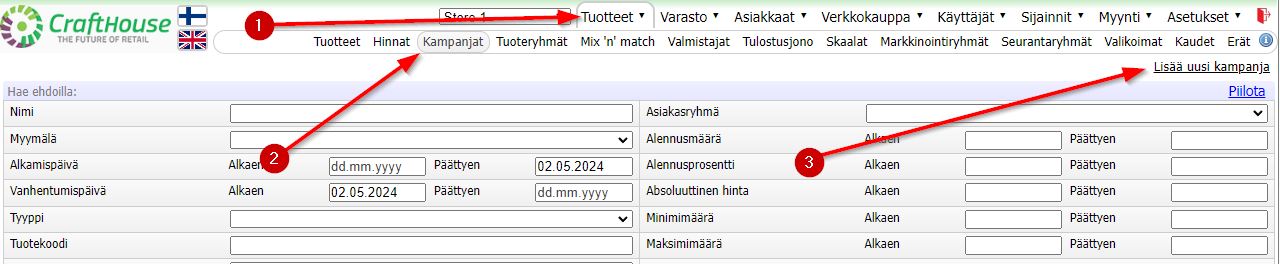 Lisää uusi kampanja