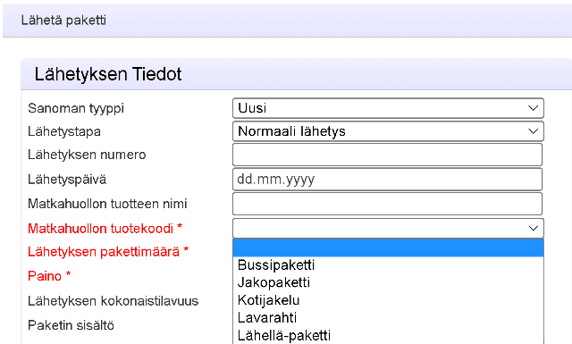 Tuotekoodin näkymä